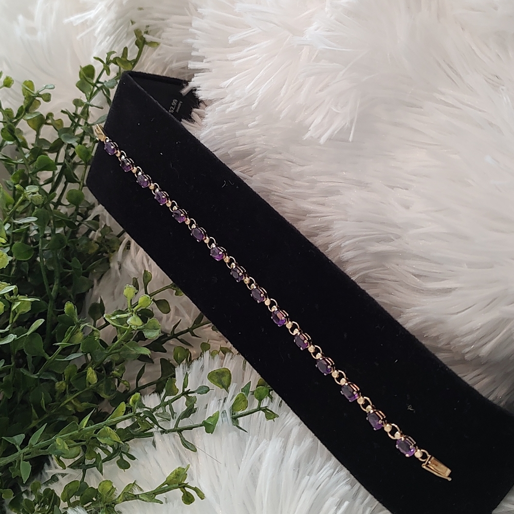 10k Solid Gold African Amythst Bracelet